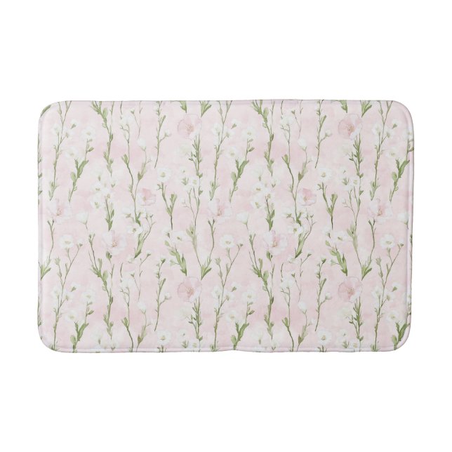 Alfombrilla De Baño Floral rosa Rubor (Anverso)