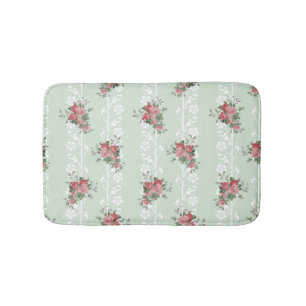 Alfombrilla De Baño Floral rosado femenino del vintage