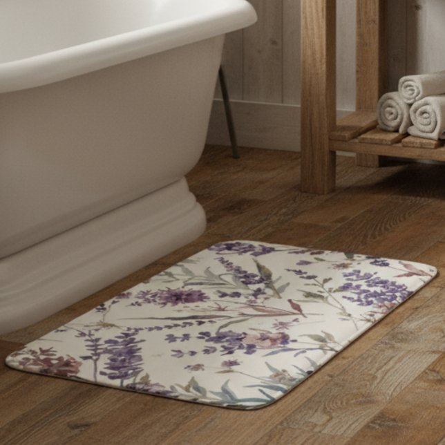 Alfombrilla De Baño Floral Silvestre Lavanda Boho Botánico (Subido por el creador)