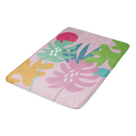 Alfombrilla De Baño Floral tropical abstracto simple moderno rosa