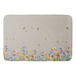 Alfombrilla De Baño Florecilla silvestre de acuarela colorida con mari