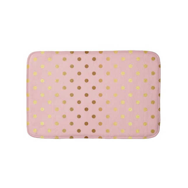 Alfombrilla De Baño Flores Adorables Faux Gold Polka (Anverso)