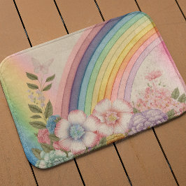Alfombrilla De Baño Flores Al Final Del Arcoiris