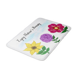 Alfombrilla De Baño Flores Amarillas Purpura Rosadas