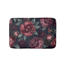 Alfombrilla De Baño Flores Anímicas Acuarela Patrón Rojo Oscuro