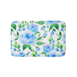 Alfombrilla De Baño Flores azul acuáticas