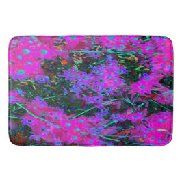 Alfombrilla De Baño Flores azul de bonito, magenta y Aqua