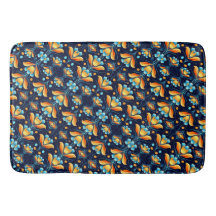 Flores azul naranja Art Deco