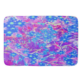 Alfombrilla De Baño Flores azul violeta y verde anime bonito