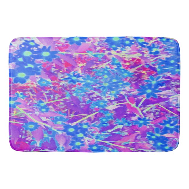 Alfombrilla De Baño Flores azul violeta y verde anime bonito (Anverso)