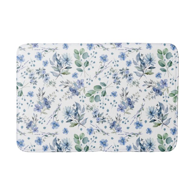 Alfombrilla De Baño Flores azules (Anverso)