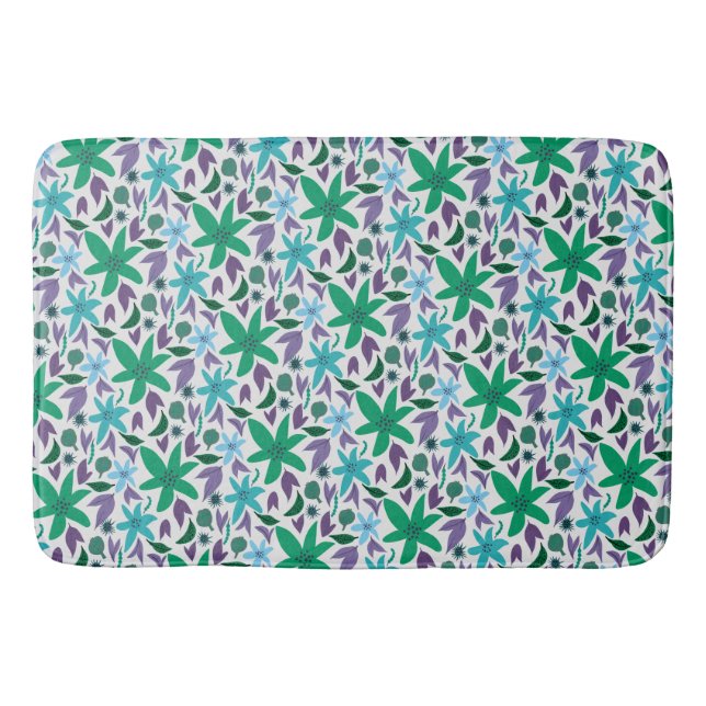 Alfombrilla De Baño Flores azules (Anverso)