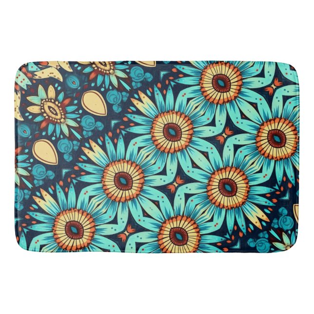 Alfombrilla De Baño Flores Azules (Anverso)
