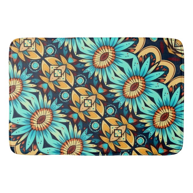 Alfombrilla De Baño Flores azules (Anverso)