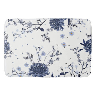 Alfombrilla De Baño Flores azules