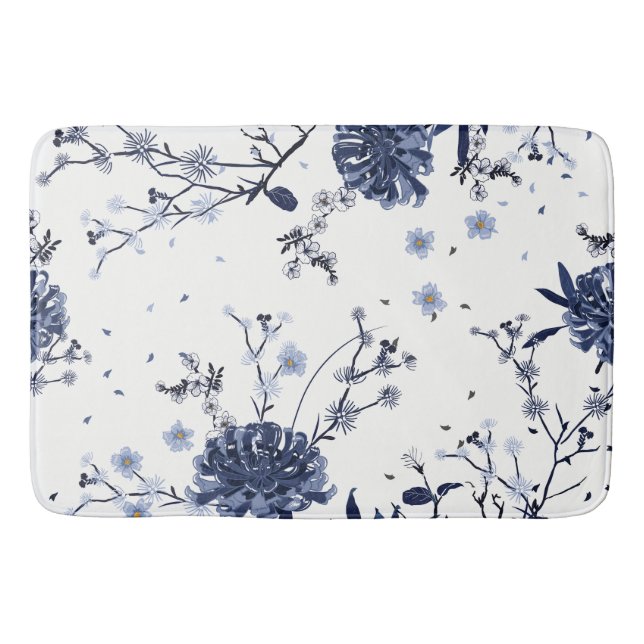 Alfombrilla De Baño Flores azules (Anverso)