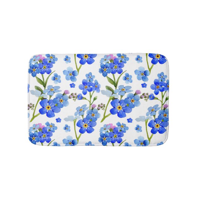 Alfombrilla De Baño Flores azules de la nomeolvides de la acuarela (Anverso)