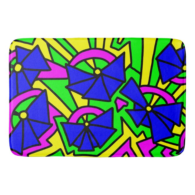 Alfombrilla De Baño Flores azules Doodle Art (Anverso)