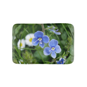 Alfombrilla De Baño flores azules minúsculas