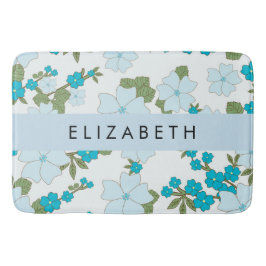 Alfombrilla De Baño Flores Azules, Patrón De Flores, Su Nombre