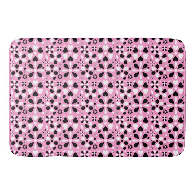 Alfombrilla De Baño Flores blancas negras y ricas (Anverso)
