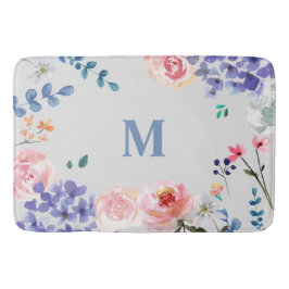 Alfombrilla De Baño Flores bohemias: Mat acuarela floral de baño por L