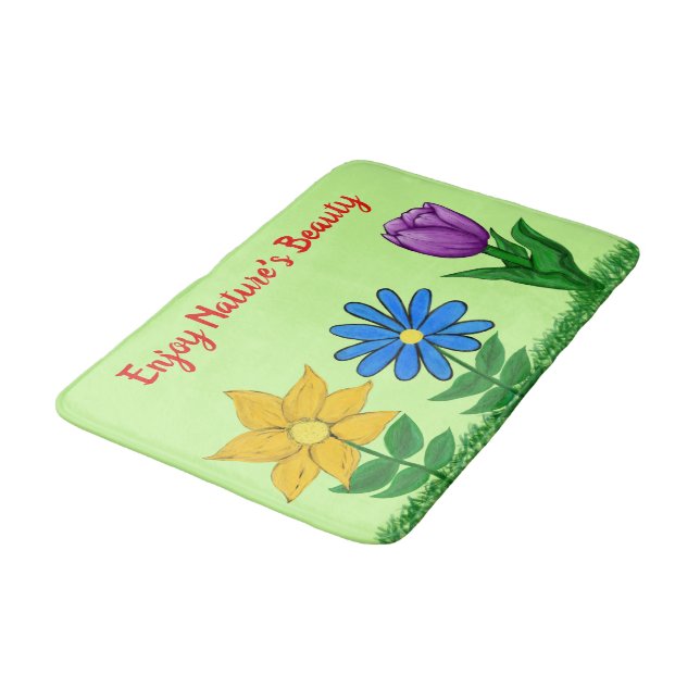 Alfombrilla De Baño Flores Bonitas Verdes  (Angular)