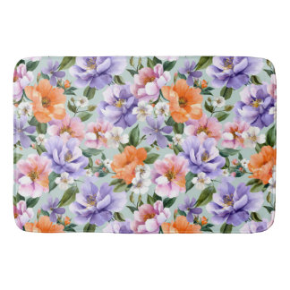 Alfombrilla De Baño Flores coloridas silenciadas Flor boho