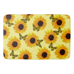 Alfombrilla De Baño Flores De Aceite Pintadas Y Mariposas,