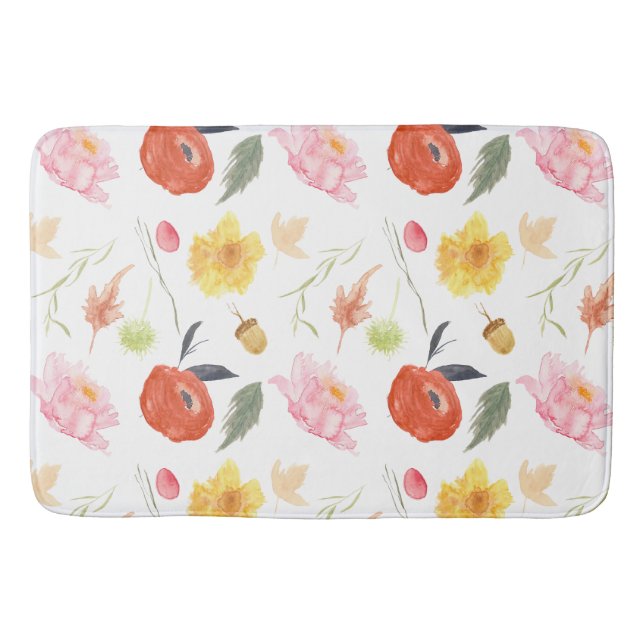 Alfombrilla De Baño Flores de Acuarela (Anverso)