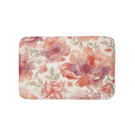 Alfombrilla De Baño Flores de acuarela pastel naranja claro