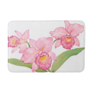 Alfombrilla De Baño Flores de acuarela rosa exótica