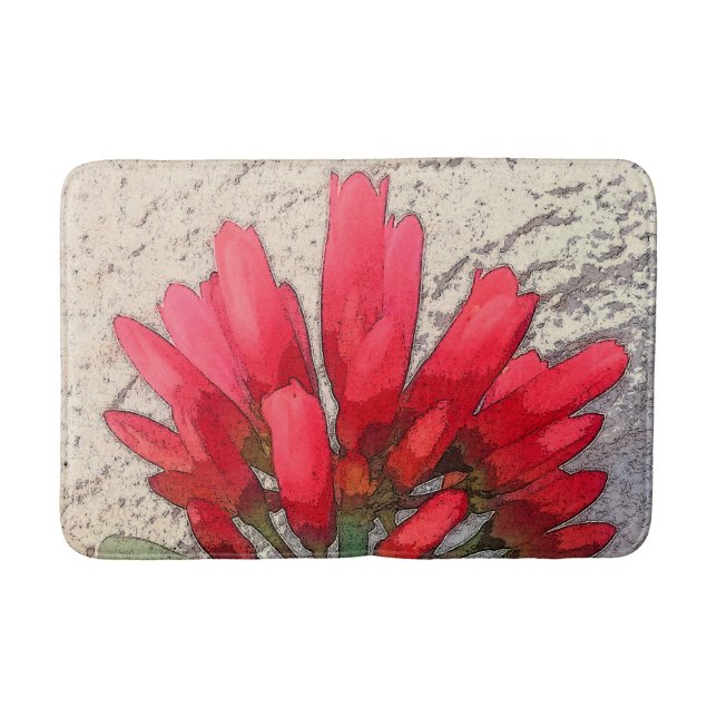 Alfombrilla De Baño Flores de Agave Rojas (Anverso)