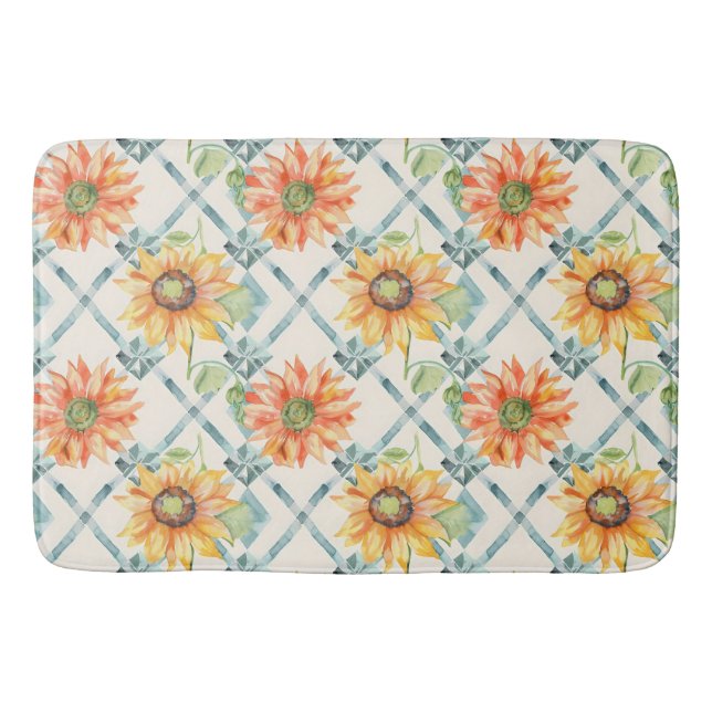 Alfombrilla De Baño Flores de agua moderna floral (Anverso)