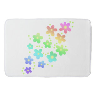 Alfombrilla De Baño Flores de arcoiris extravagantes