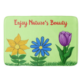 Alfombrilla De Baño Flores de bonito Mat de baño verde