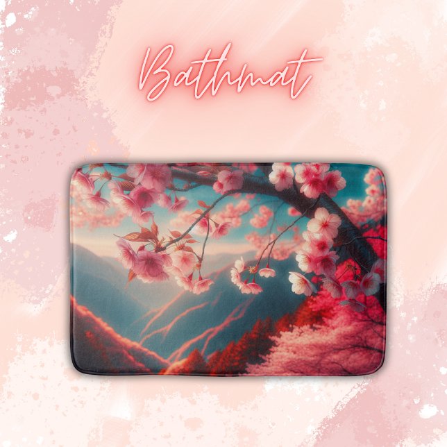Alfombrilla De Baño Flores de cerezo rojas y rosas | (Subido por el creador)