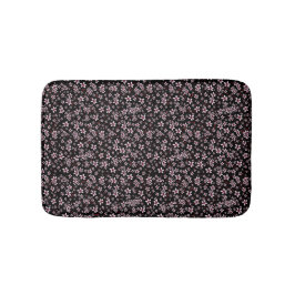 Alfombrilla De Baño Flores de Cerezo Rosadas sobre Negro