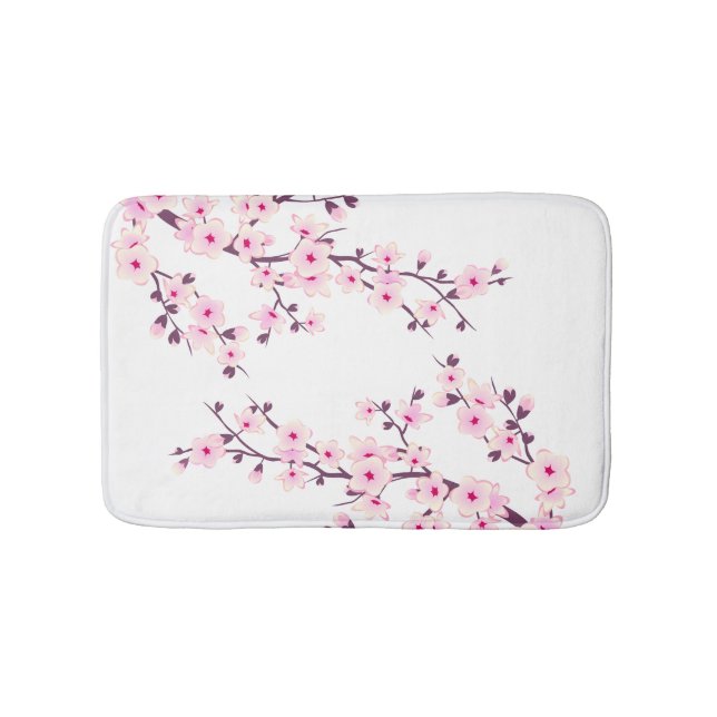 Alfombrilla De Baño Flores de cerezo rosadas y blancas (Anverso)