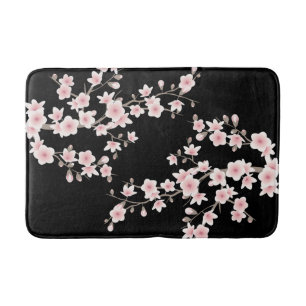 Alfombrilla De Baño Flores de cerezo RUBOR Pink Black
