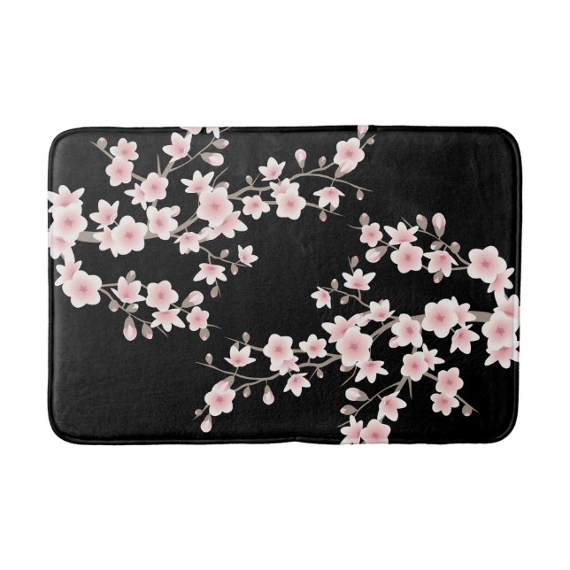 Alfombrilla De Baño Flores de cerezo RUBOR Pink Black (Anverso)