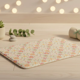 Alfombrilla De Baño Flores de color crema y rosa con estrella de mar