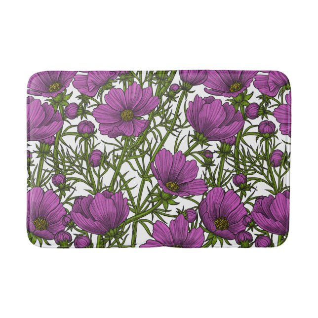 Alfombrilla De Baño Flores de cosmos violetas (Anverso)