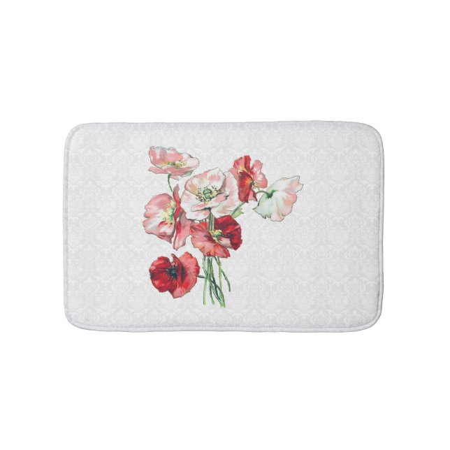 Alfombrilla De Baño Flores De Damasco Y Acuarela (Anverso)
