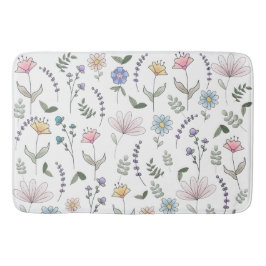 Alfombrilla De Baño Flores de doodle acuáticas de primavera