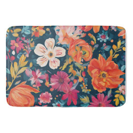 Alfombrilla De Baño Flores de Esperanza: Gráfica Floral Vibrante