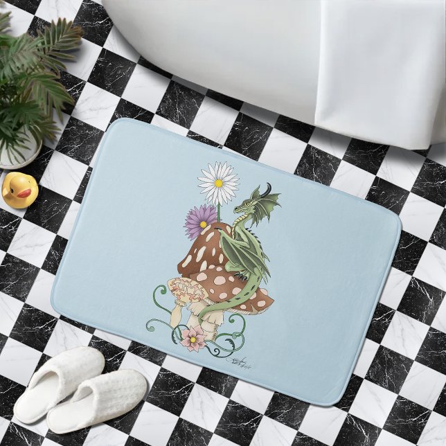 Alfombrilla De Baño Flores de fantasía de hongos verdes (Subido por el creador)