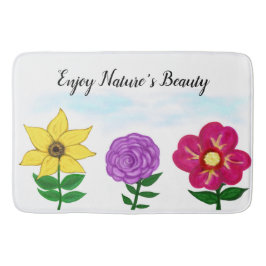 Alfombrilla De Baño Flores de fucsia moradas amarillas