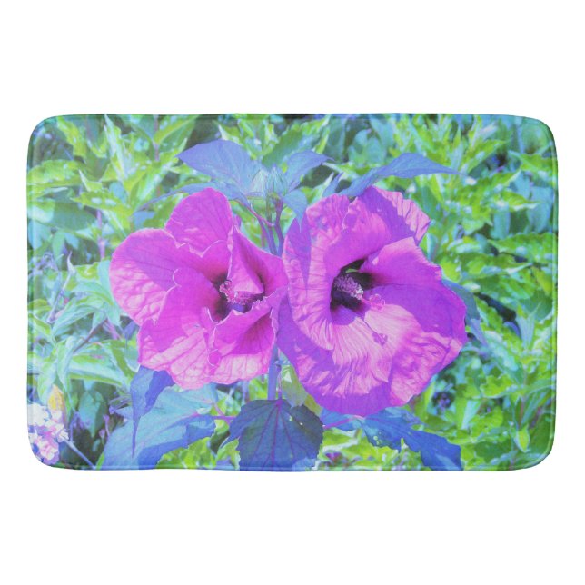 Alfombrilla De Baño Flores de Hibiscus púrpura ultravioleta (Anverso)