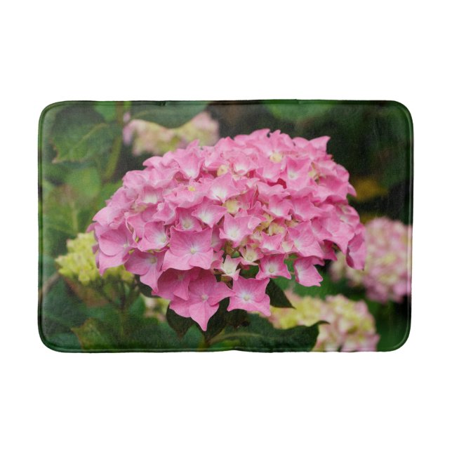 Alfombrilla De Baño Flores de horangea rosada (Anverso)